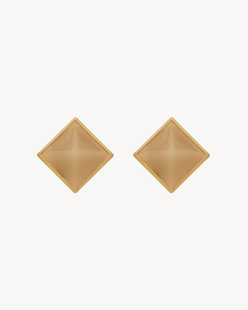 Saint Laurent Paris o1bcso1str0226 Size: OS/Pyramid Earring in Beige Size ONE SIZE - 1 Thumbnail