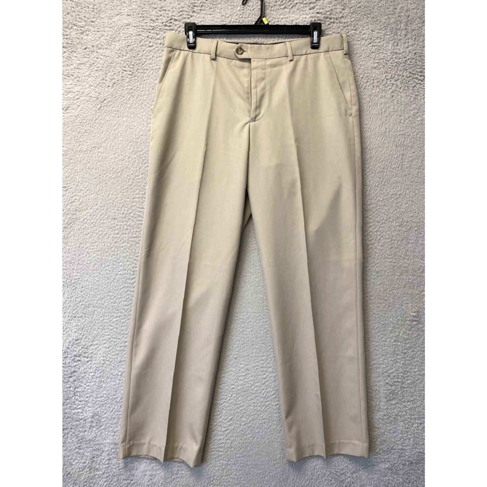 Izod IZOD Men’s Performance Pocket Microfiber Dress Pants 36 Regular Tan Slim Fit 32 Inseam Mens Pants 2010s Size US 36 / EU 52 - 2 Thumbnail
