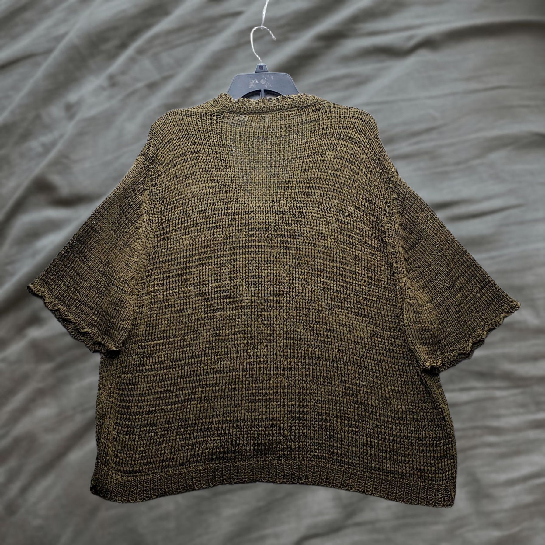 Lee Kathie Lee Cardigan Sweater Women 26W Green Casual Open Knit Short Sleeve V-Neck Shirt Ladies 26W Green Casual Knit Cardigan Size 4XL / US 24-26 - 1 Thumbnail