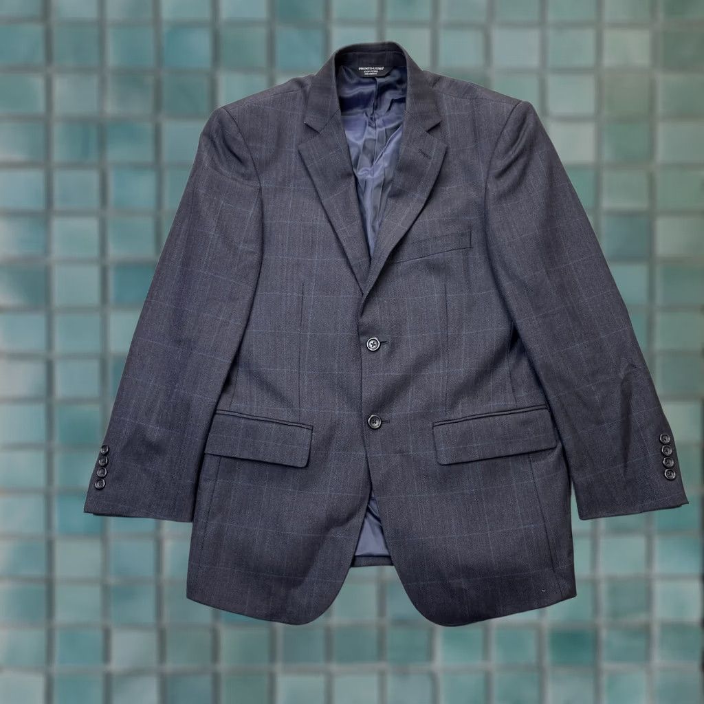 Pronto Uomo Pronto Uomo Blazer Mens 38 Blue Wool Coat Double-Vented Notch Lapel Two-Button Single-Breasted City Preppy Tuxedo Size US 38 / EU 54 - 1 Thumbnail