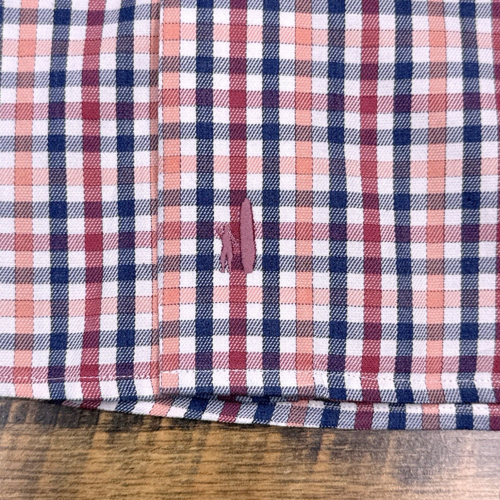 johnnie-O johnnie-O Shirt Mens M Cranberry Blue Orange White Check Button-Up Pocket Stretch Size US M / EU 48-50 / 2 - 6 Thumbnail