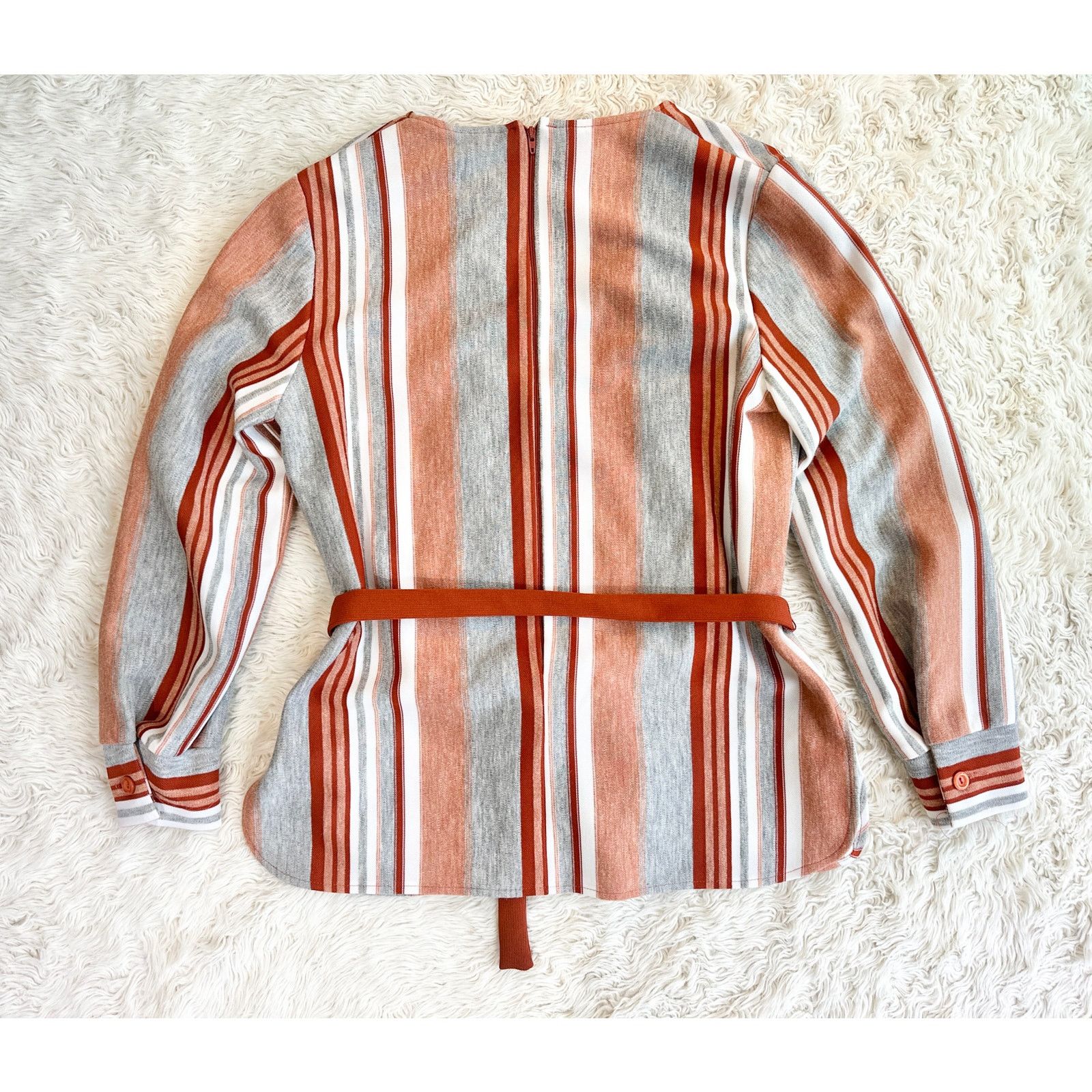 Vintage 70s Burnt Orange Stripe Tunic Set Size 38" / US 16 / IT 52 - 9 Thumbnail