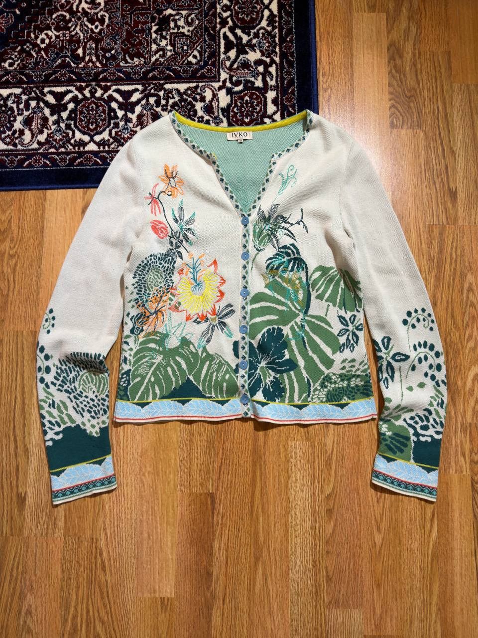 Other IVKO Floral Jacquard & Embroidered Knit Cardigan - Size 38 Size S / US 4 / IT 40 - 1 Thumbnail