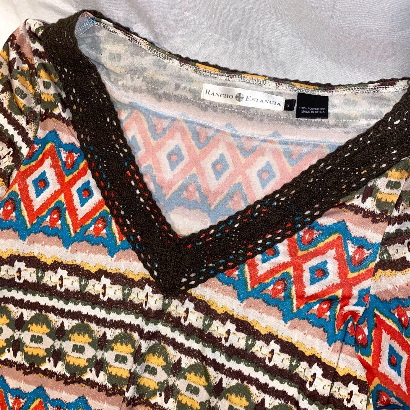 Bell Rancho Estancia Mini Dress Tunic Geometric Aztec Bell Sleeve Tassel Multicolor Short Dress S Womens Size S / US 4 / IT 40 - 6 Thumbnail