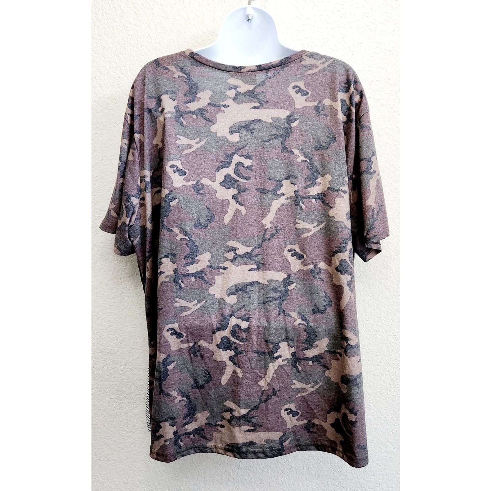 Other Southern Grace Brown Black Camo Striped Sequin Top 2XL Plus Size XXL / US 16-18 / IT 52-54 - 3 Thumbnail