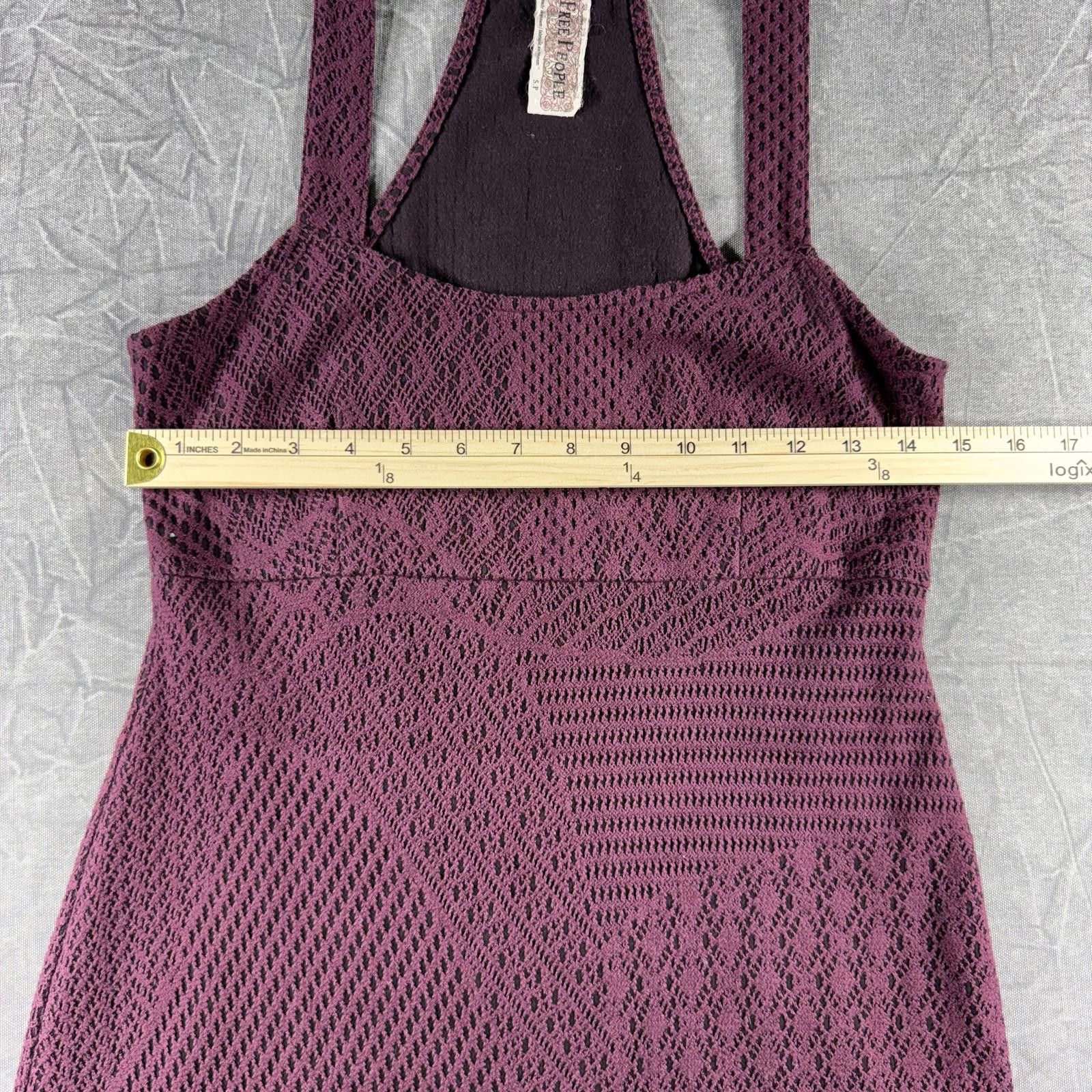 Free People Free People Dress Women's S Burgundy Crochet Lace Stretch Size S / US 4 / IT 40 - 4 Thumbnail