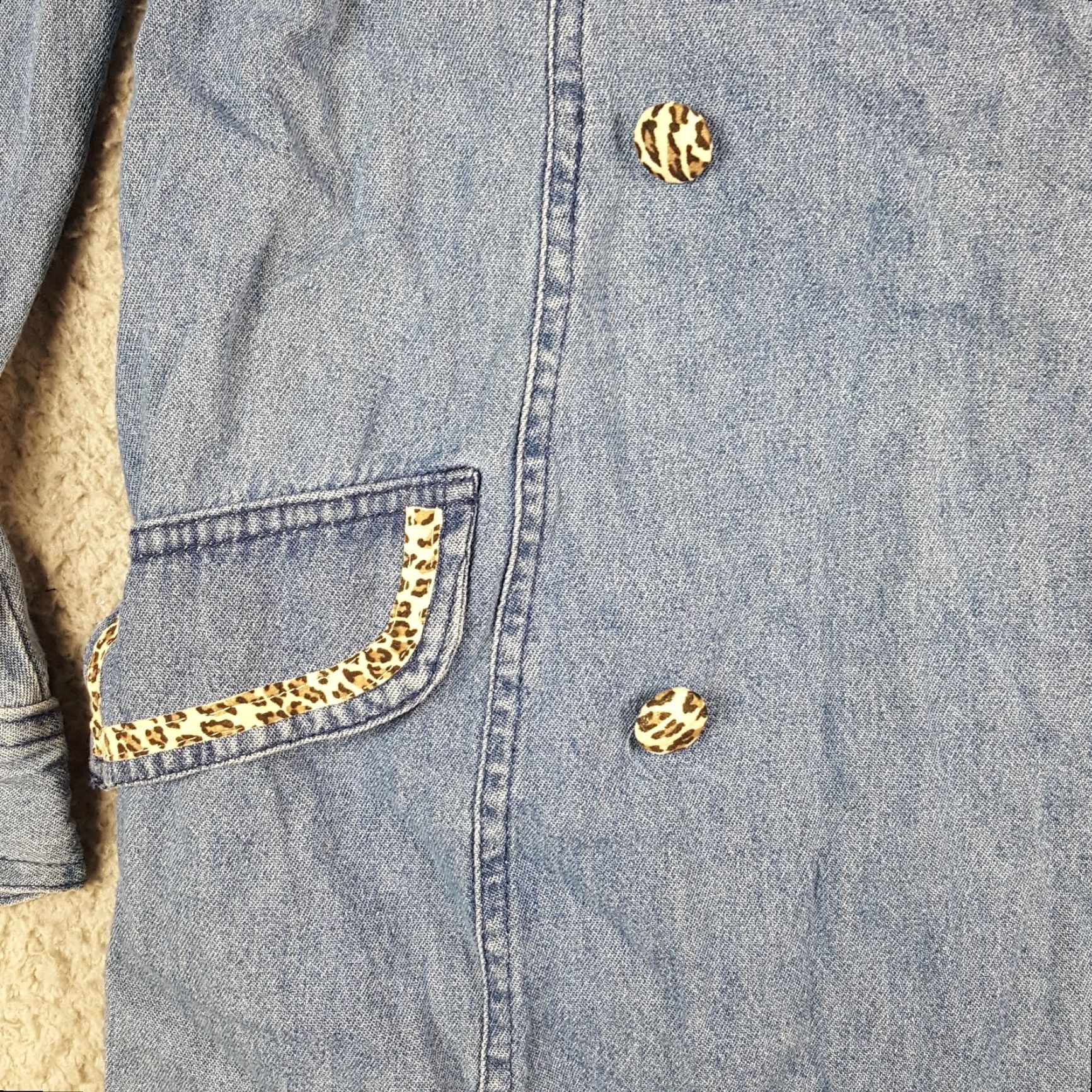 Velvet VINTAGE 80s Denim Romper Women's 14 Velvet Cheetah Skort Jort Dress Size XL / US 12-14 / IT 48-50 - 5 Thumbnail