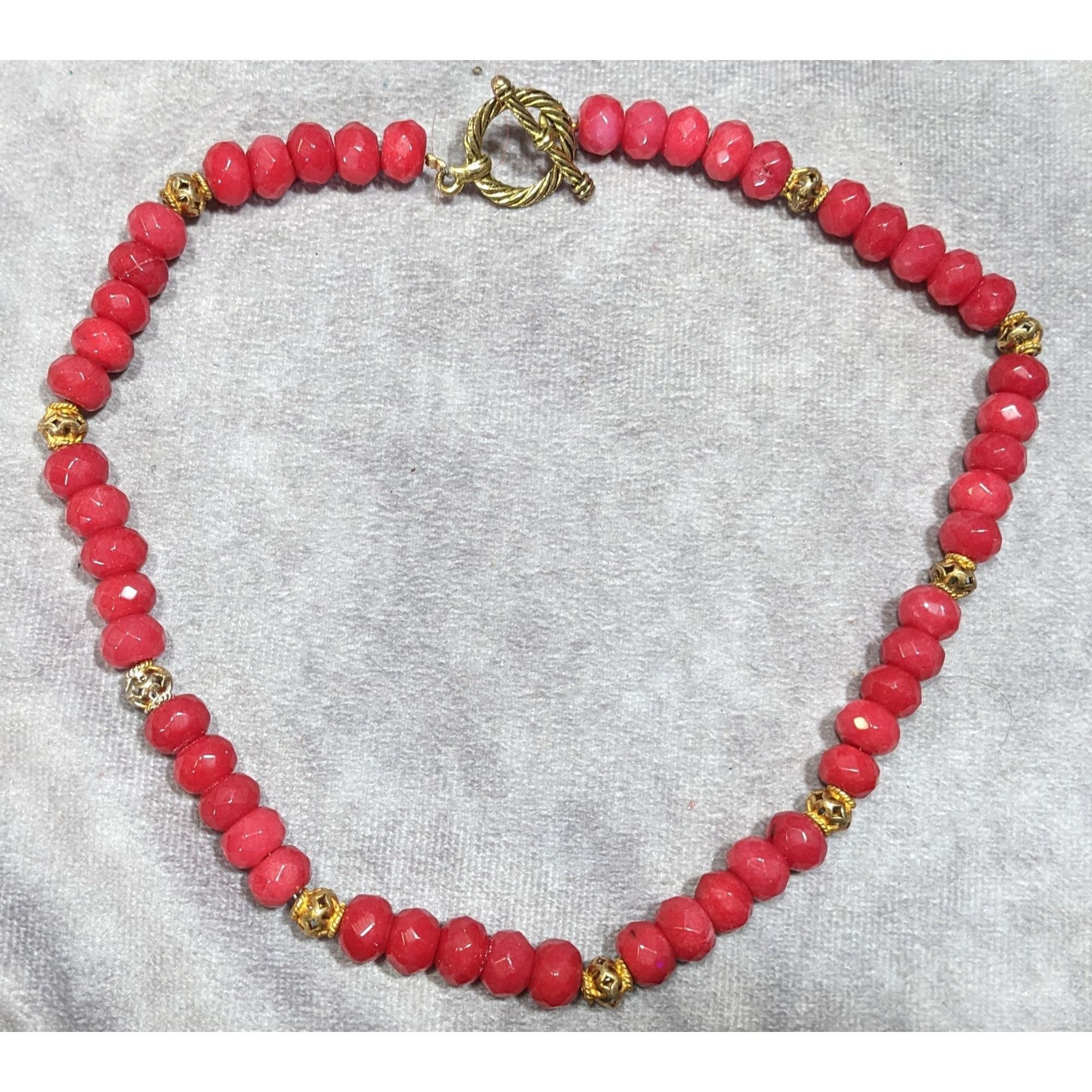 Other Vintage Handmade Faceted Thulite Beaded Necklace With Gold T Size ONE SIZE - 4 Thumbnail