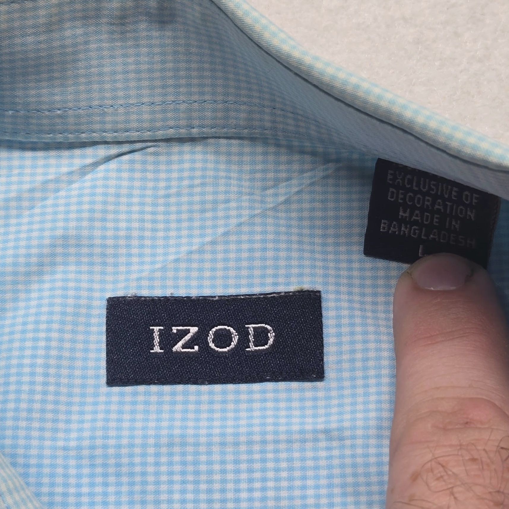 Izod IZOD Shirt Button-Up Long Sleeve Adult Mens L Blue Plaids & Checks Casual Colorful Button-Front 92s? Size US L / EU 52-54 / 3 - 3 Thumbnail