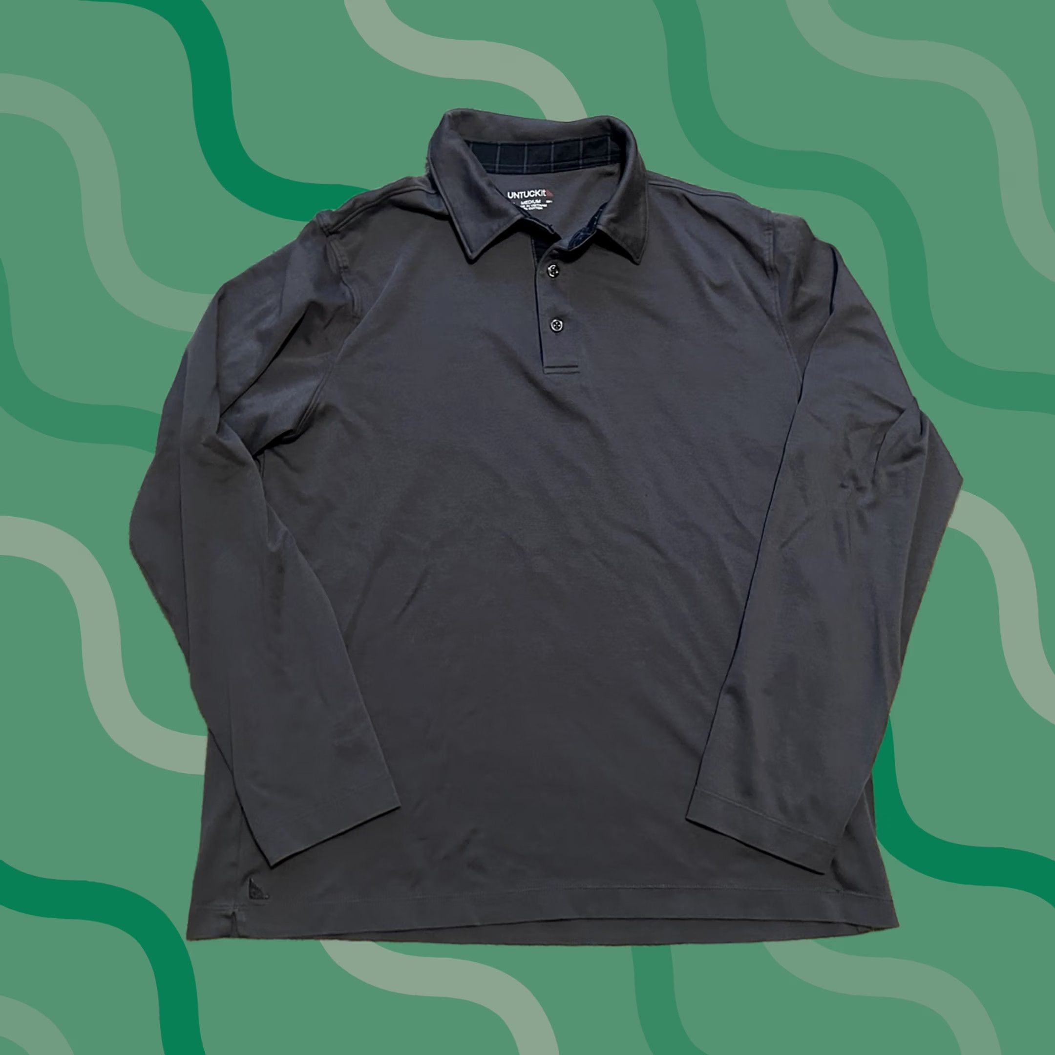 UNTUCKit UNTUCKit Polo Shirt Mens Medium Performance Preppy Collared Long Sleeve Gray Size US M / EU 48-50 / 2 - 1 Thumbnail