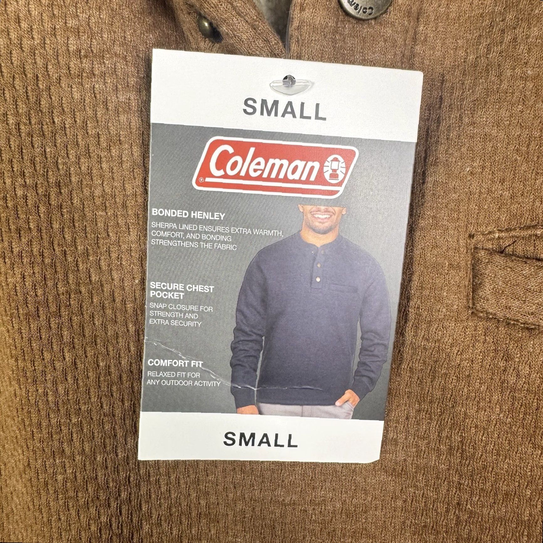 Vintage Coleman Lined Henley Shirt Bonded Waffle Sherpa 1/4 Snap Copper Heather Mens S Size US S / EU 44-46 / 1 - 5 Thumbnail