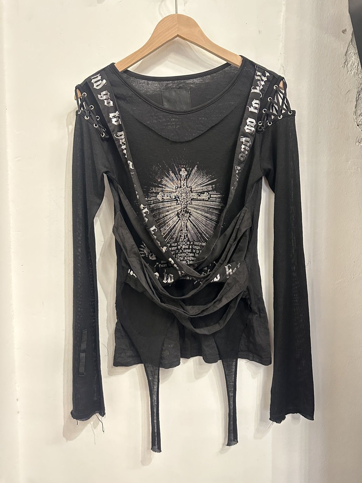 Japanese Brand H.Anarchy Poem Punk Seditionaries Bondage Long-sleeves Mesh Size US S / EU 44-46 / 1 - 1 Thumbnail