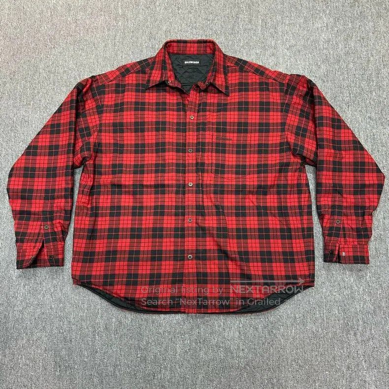 Balenciaga Balenciaga Red Black Plaid Cotton Coat. Size US L / EU 52-54 / 3 - 1 Thumbnail