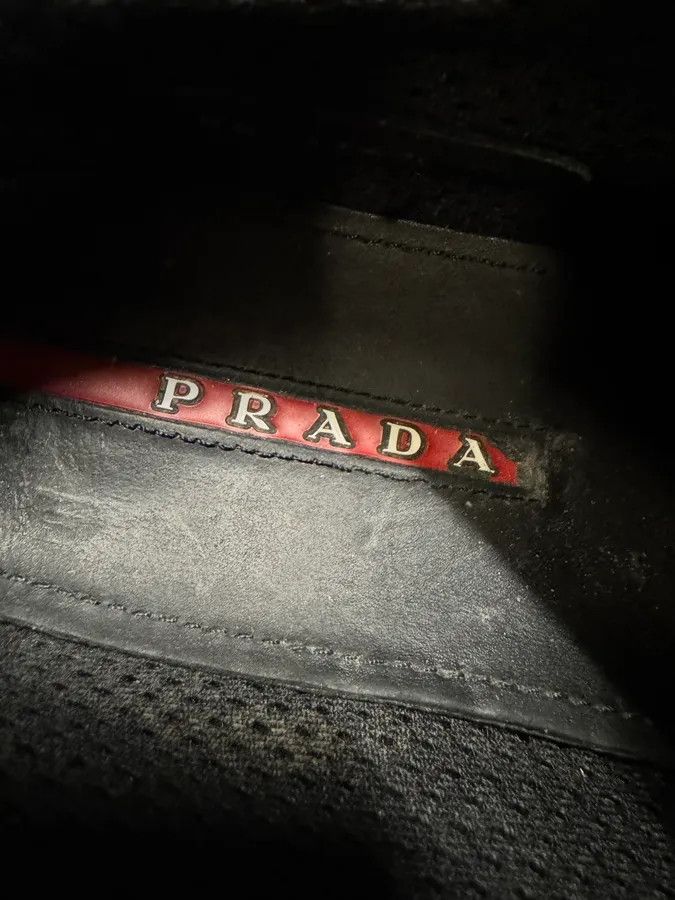 Prada × Vintage 2000s Prada Black Green America’s Cup Leather Sneakers Size US 7.5 / IT 37.5 - 8 Thumbnail