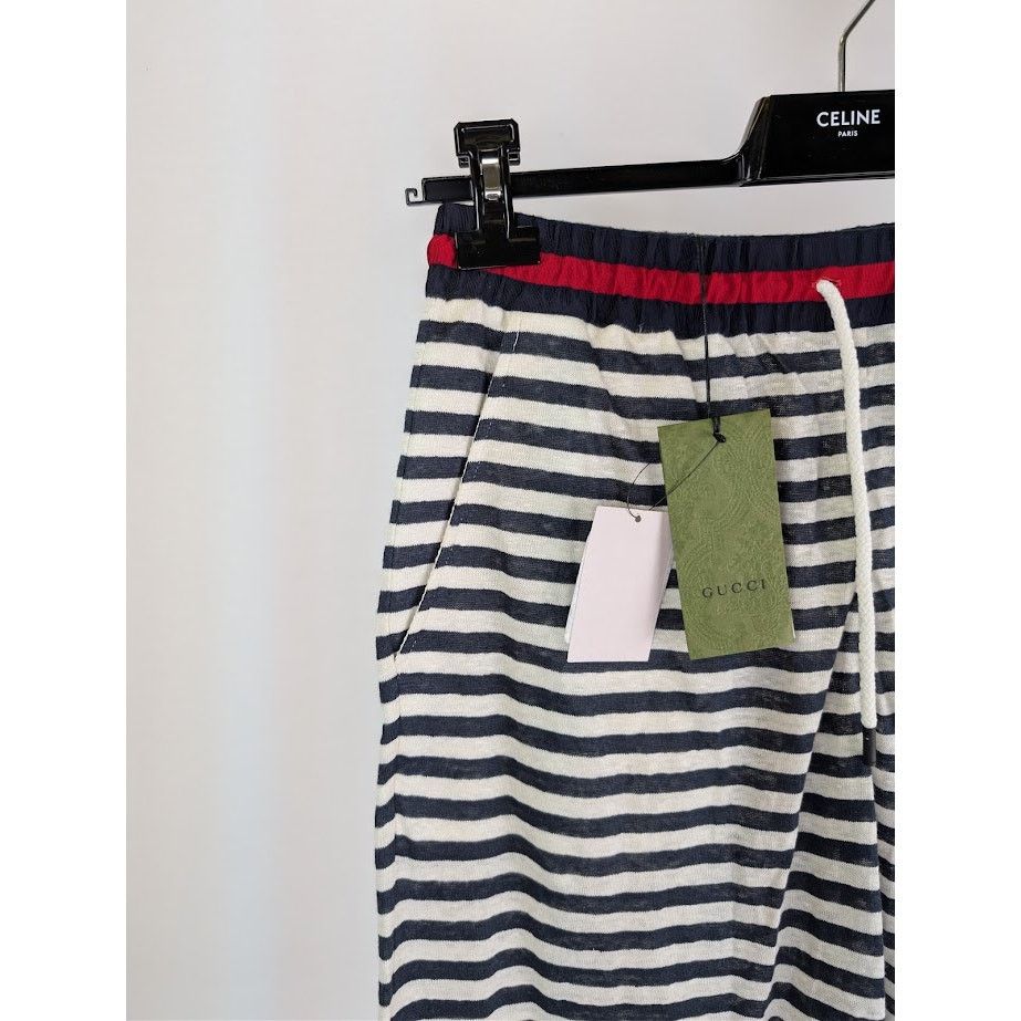 Gucci o1rshd1 Striped Linen Jersey Basket Pant in Navy/Milk Size US 30 / EU 46 - 5 Thumbnail
