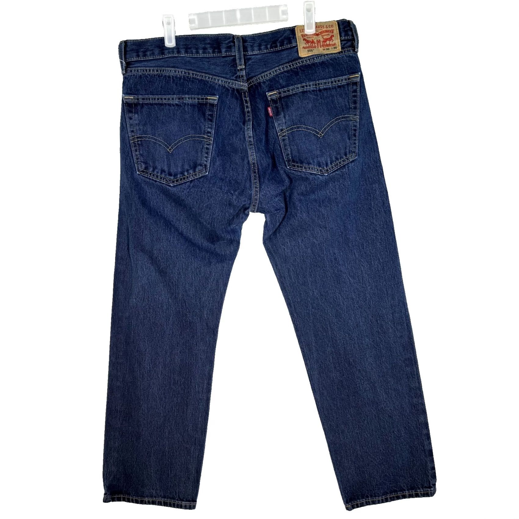 Levi's Levi’s 505 Jeans Mens 36 x 30 Denim Blue Straight Regular Fit Mid Rise Zip Fly Button Closure Size US 36 / EU 52 - 2 Thumbnail