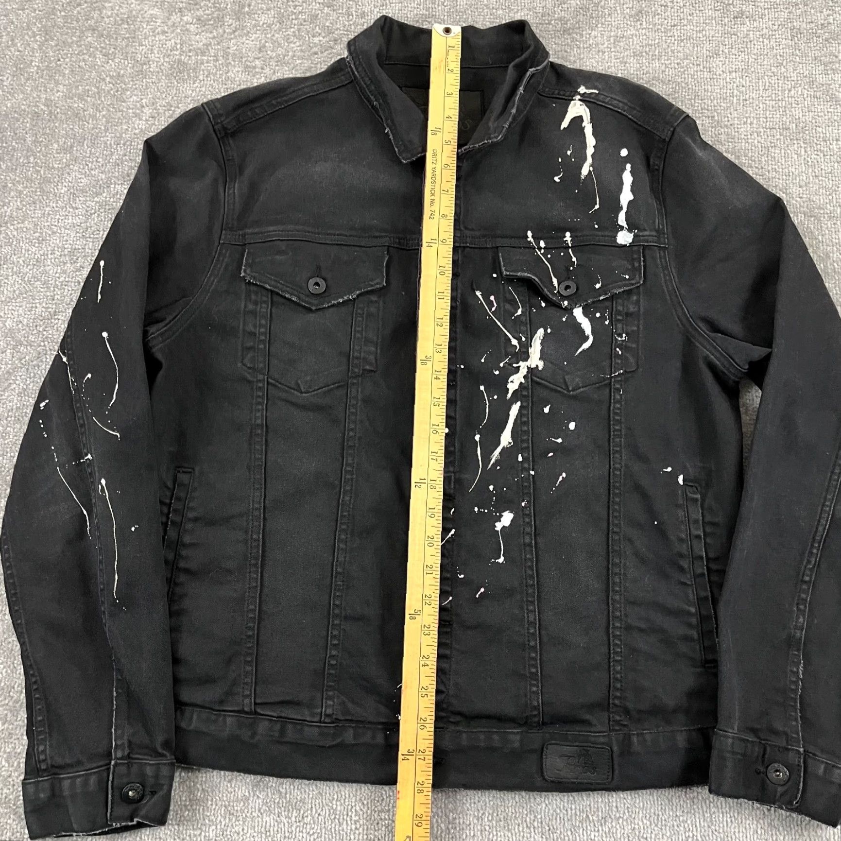 Prps PRPS Jacket Mens XL Slim Black White Liberty Paint Splatter Denim Button Up L/S Size US XL / EU 56 / 4 - 6 Thumbnail