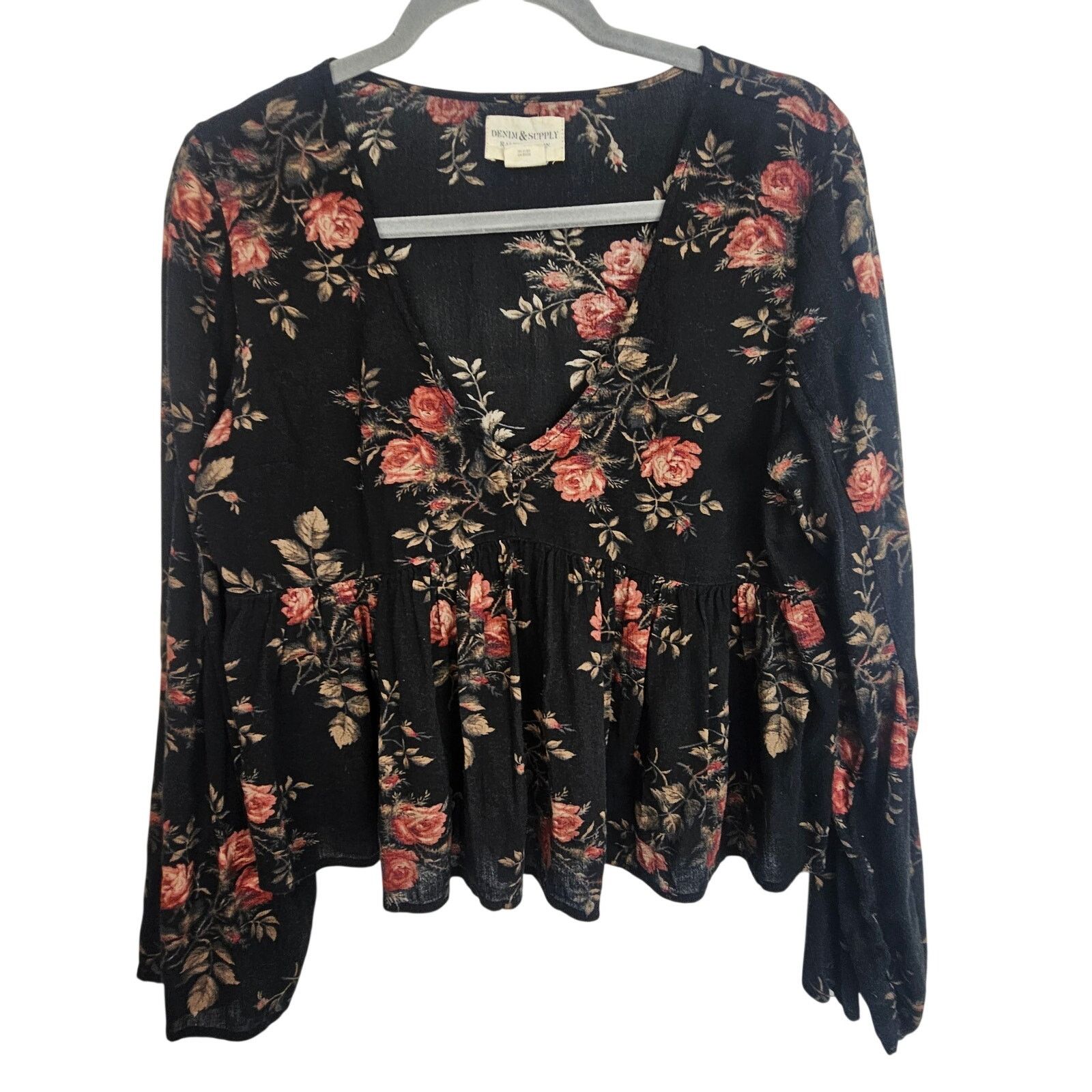 Denim & Supply Ralph Lauren Denim & Supply Ralph Lauren Womens Floral Babydoll Top Sz L Size L / US 10 / IT 46 - 1 Thumbnail