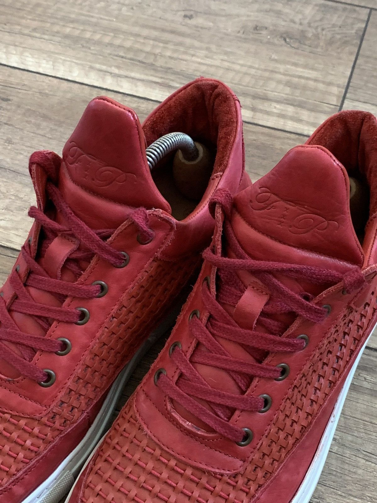Filling Pieces Filling Pieces High Mid Top Red Leather Sneakers Shoes Size US 9.5 / EU 42-43 - 5 Thumbnail