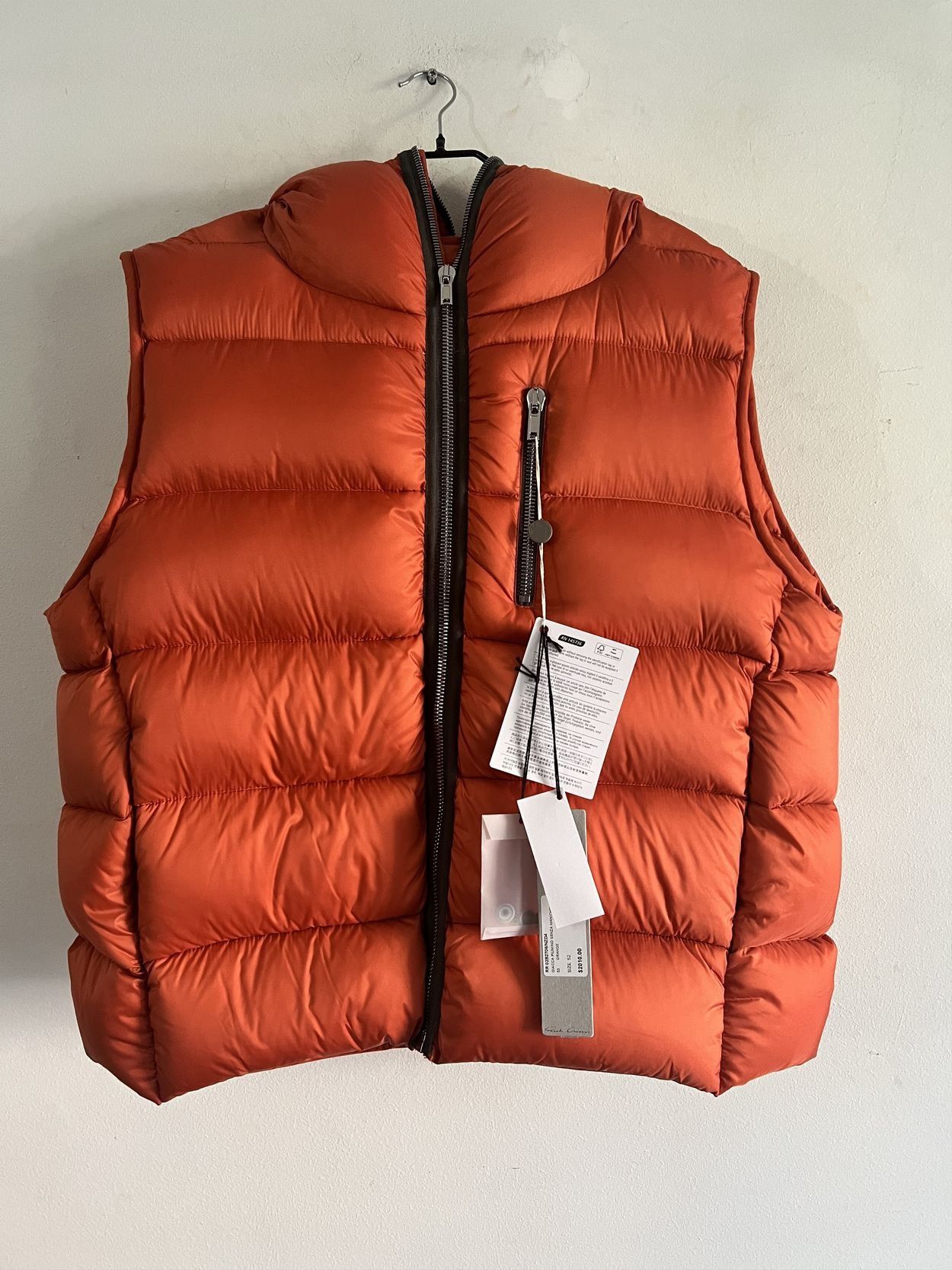 Rick Owens Orange Jacket Sleeveless Runway FW22 Jumbo Gimp Down Size US L / EU 52-54 / 3 - 2 Thumbnail