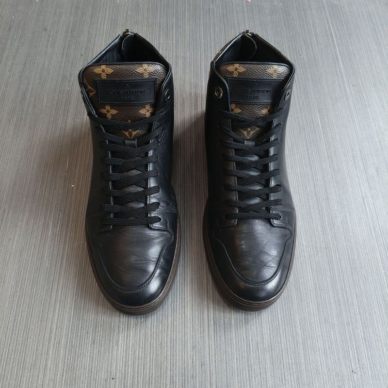 Louis Vuitton Louis Vuitton Black High-Top Leather Sneakers - Size US 8.5 / EU 41-42 - 2 Thumbnail