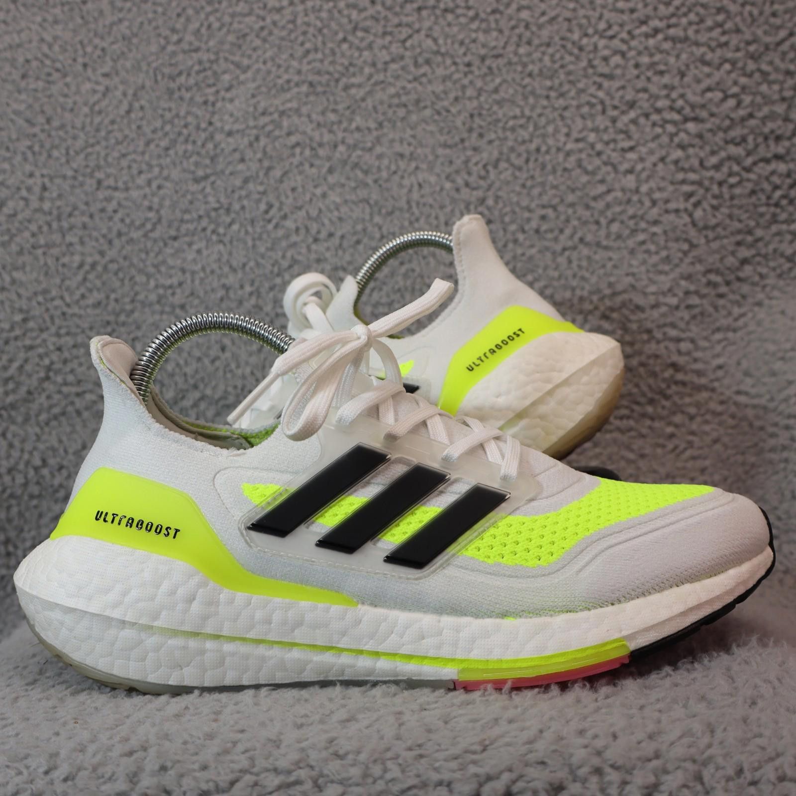 Adidas UltraBoost 21 White Solar Yellow Women 8.5 EUC