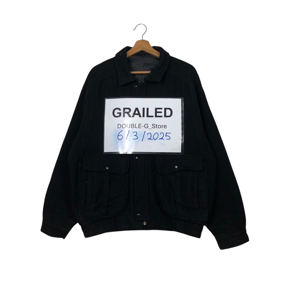 📌Rich Black Vintage Wool Bomber Jacket Unbrandd Issey Miyake