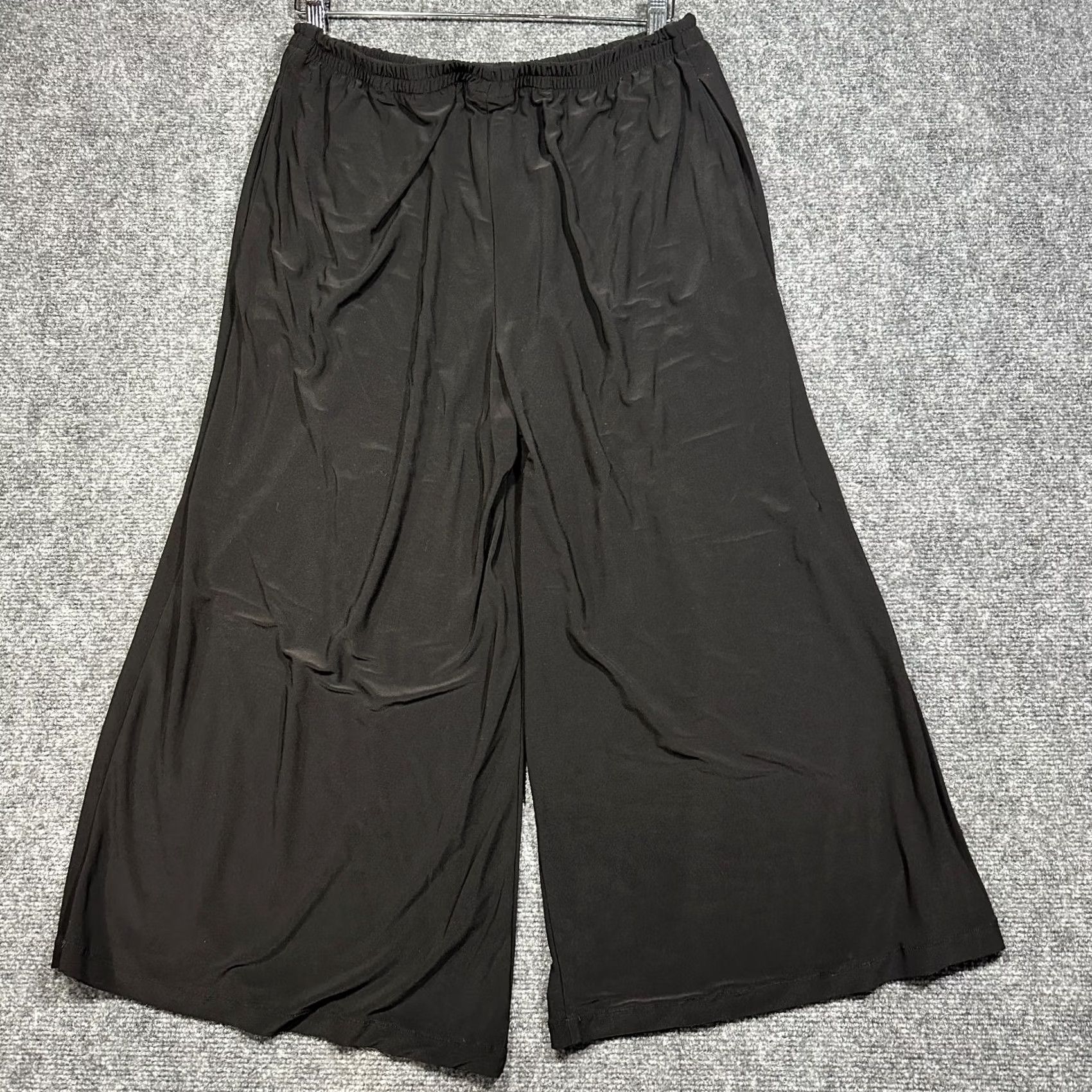 Vintage Sophia Pants Womens Small Black Wide Leg Crop Pull On Pockets Elastic Waist Size 28" / US 6 / IT 42 - 6 Thumbnail