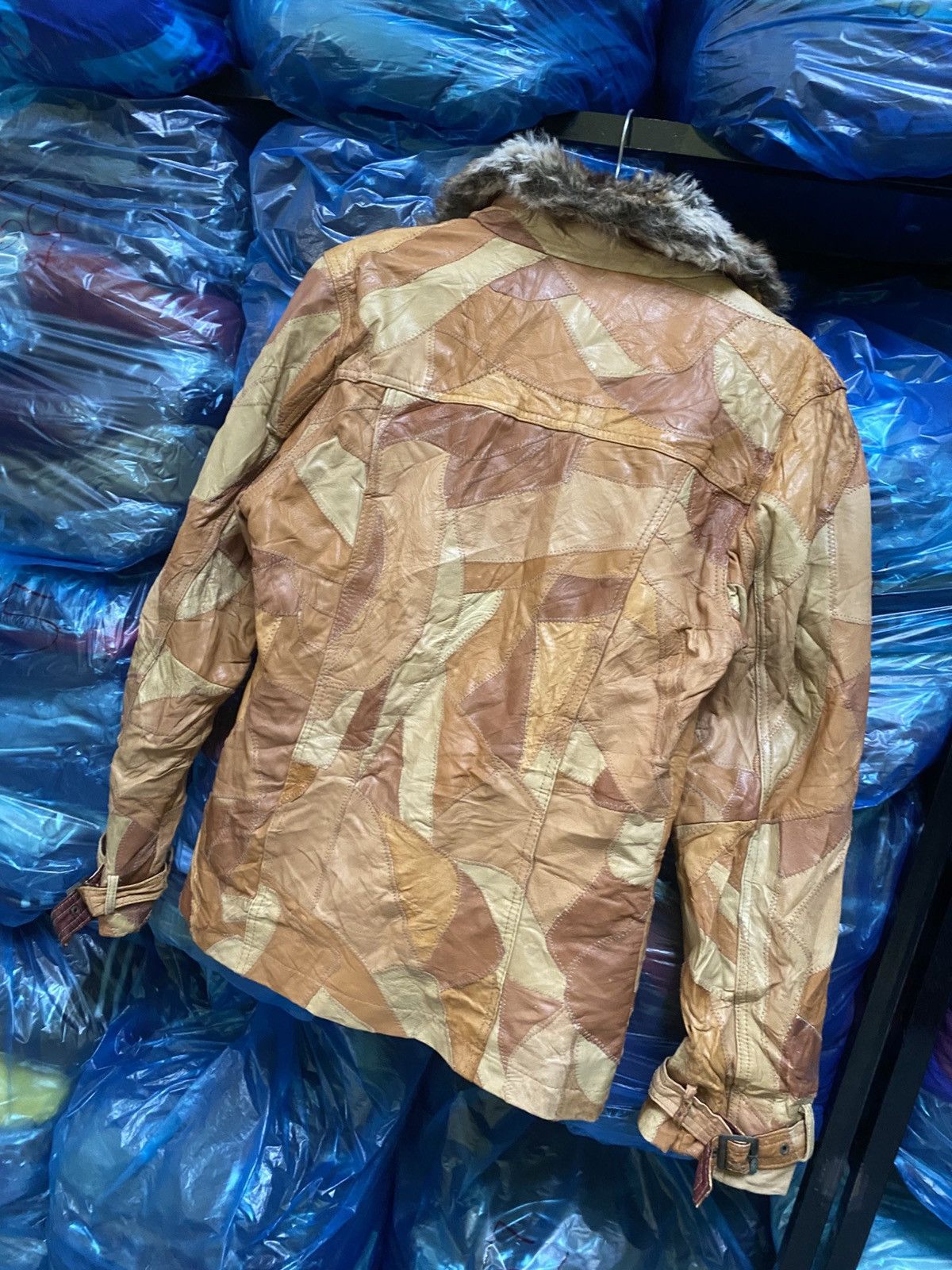Japanese Brand Patchwork Leather Faux Fur Collar - “ALL THE WAY” Distressed Size M / US 6-8 / IT 42-44 - 11 Thumbnail