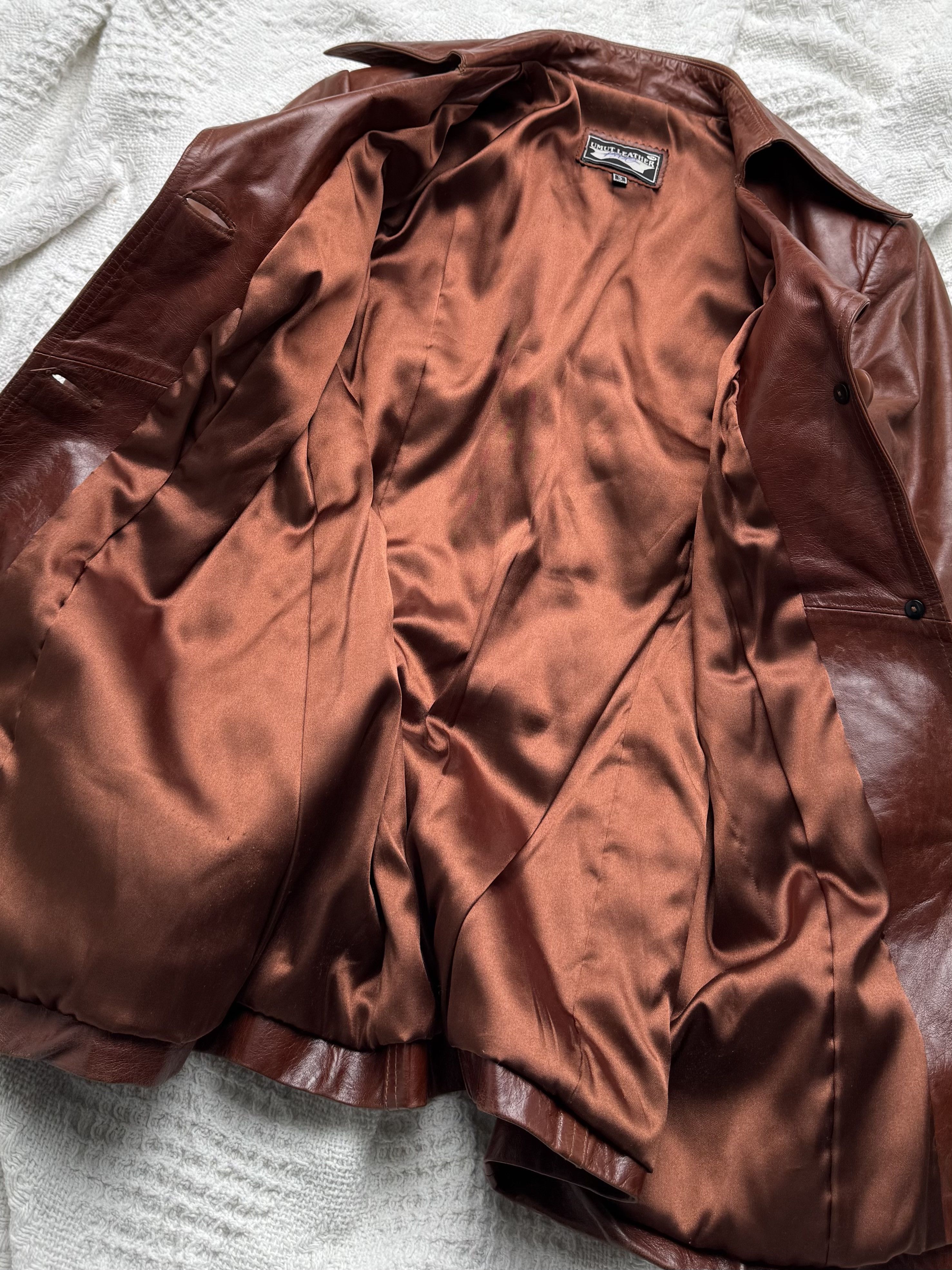 Vintage Vintage Brown Leather Jacket Button Front Retro Mid Length Size S / US 4 / IT 40 - 8 Thumbnail