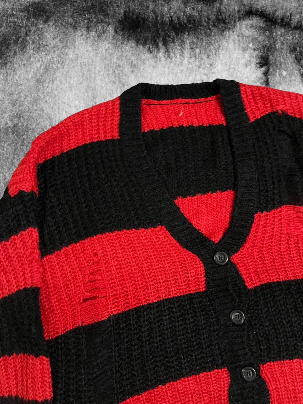 Hysteric Glamour Number Nine Kurt Cobain Style Distressed Cardigan Striped Size US L / EU 52-54 / 3 - 5 Thumbnail