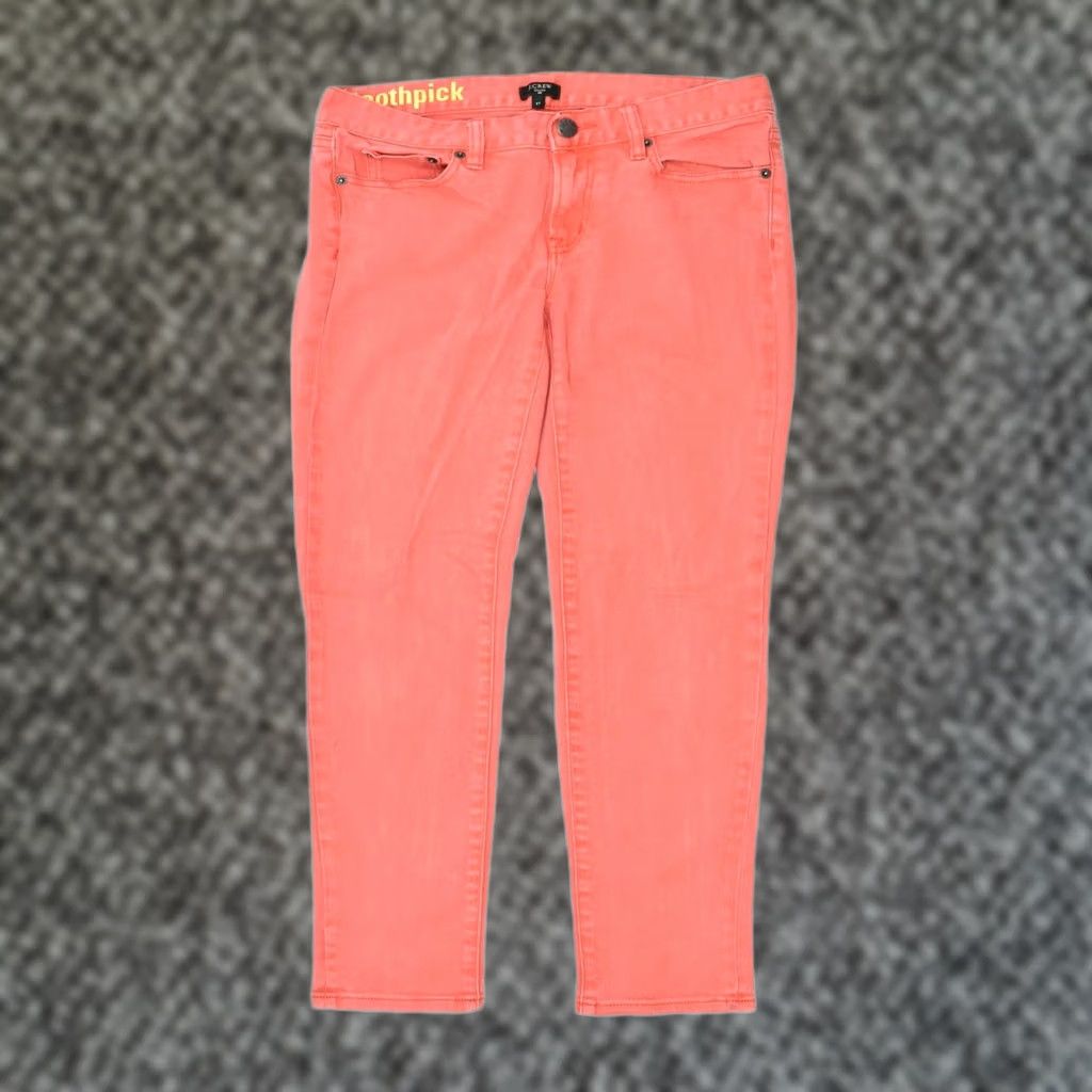 J.Crew J. CREW Womens Toothpick Skinny Jeans Red Cotton W30 L28 Size 30" / US 8 / IT 44 - 1 Thumbnail