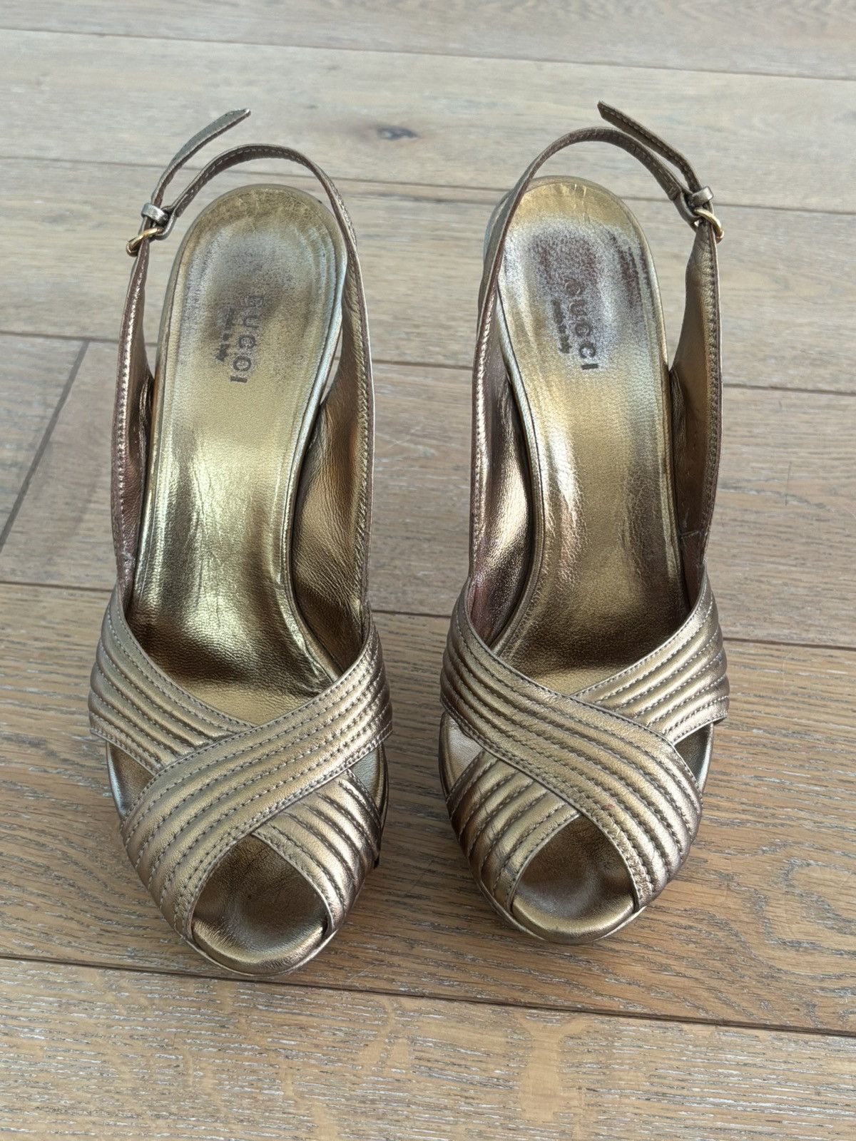 Gucci Vintage Gucci Gold Heels Size US 8 / IT 38 - 3 Thumbnail