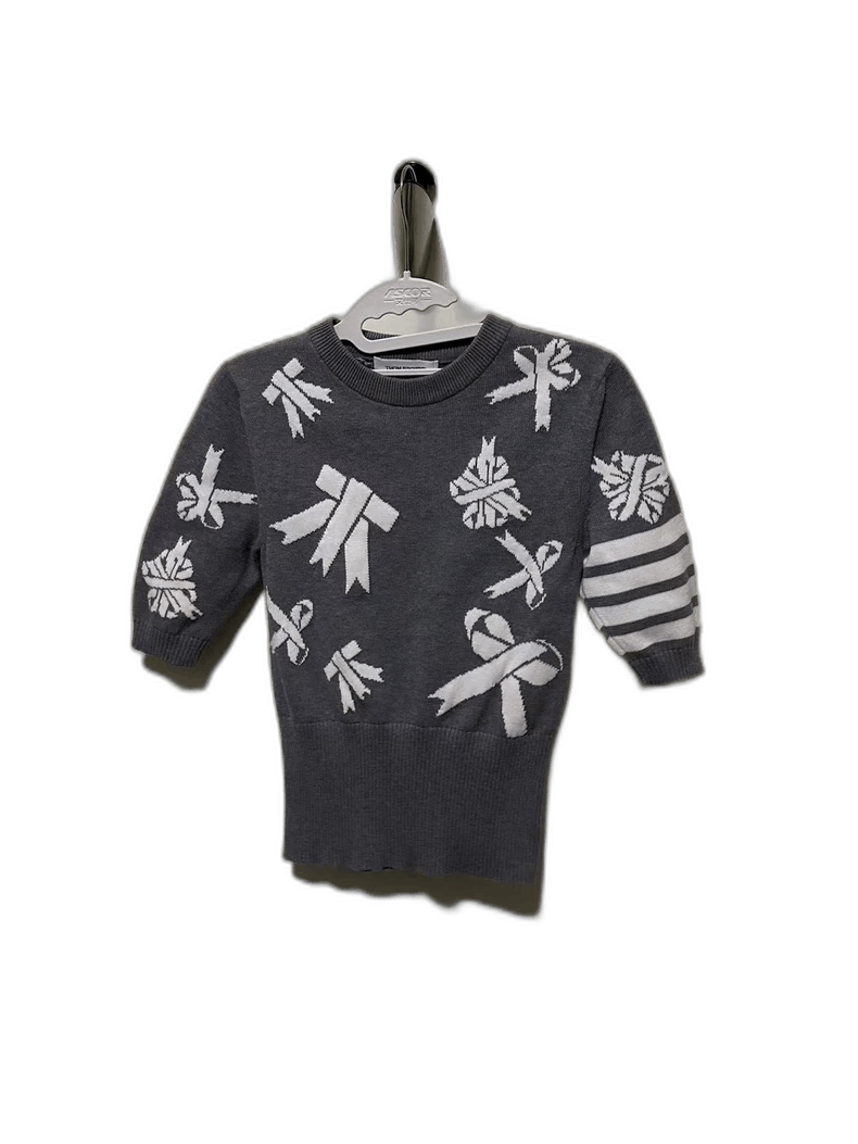 Thom Browne Thom Browne Gray Bow Knit Sweater Short Sleeve Size S / US 4 / IT 40 - 1 Thumbnail