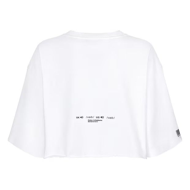 Dolce & Gabbana o1g2r1mq1024 Cropped Cotton Jersey T-Shirt in White Size M / US 6-8 / IT 42-44 - 2 Thumbnail