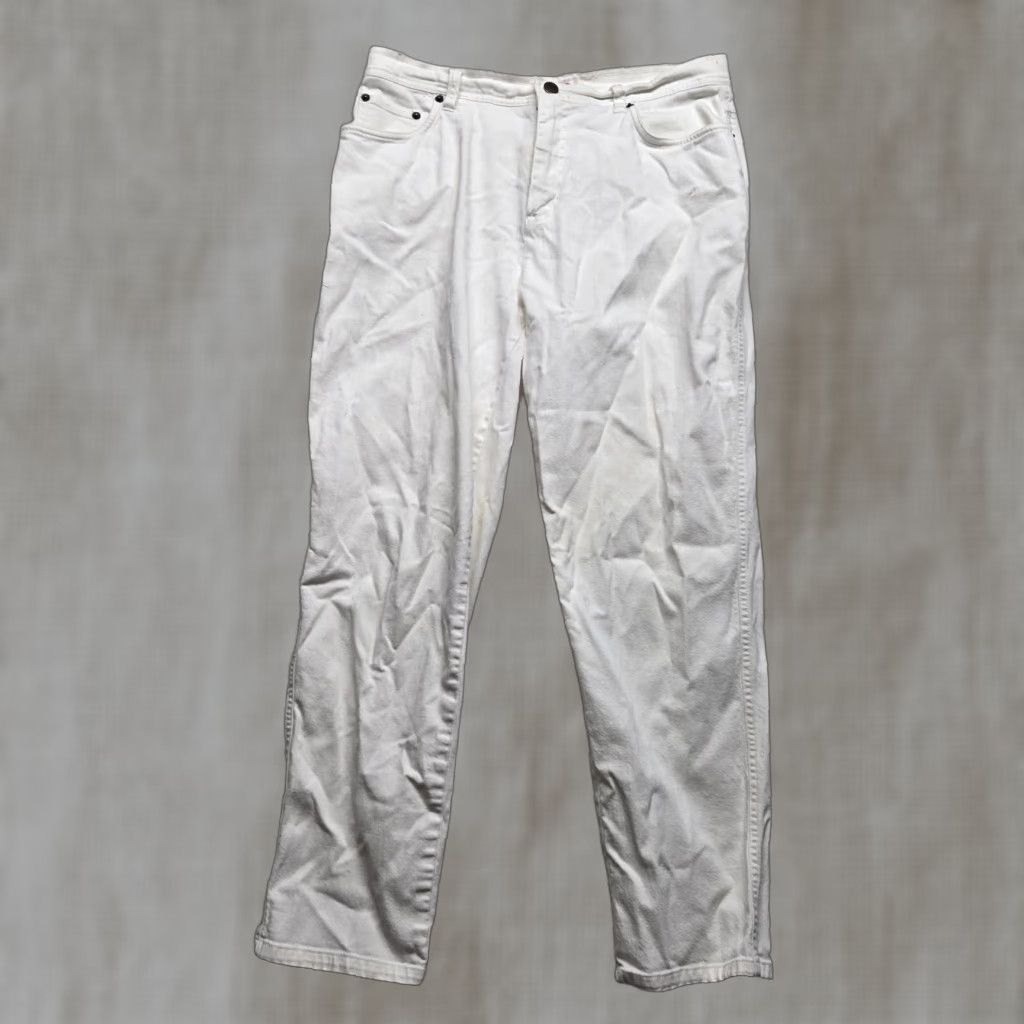 Bill Blass VINTAGE Bill Blass Women's Denim Jeans Size 10P Petite White High-Rise Straight Stretch Pants Size 32" / US 10 / IT 46 - 1 Thumbnail
