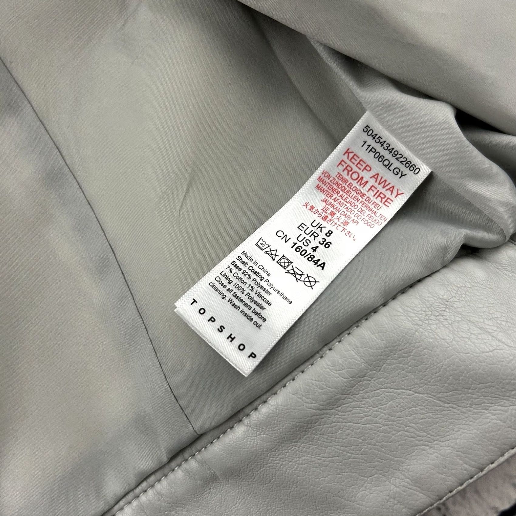 Topshop Topshop Faux Leather Jacket Women's 4 Gray Full Zip Motorcycle Coat Shirt? Size S / US 4 / IT 40 - 6 Thumbnail