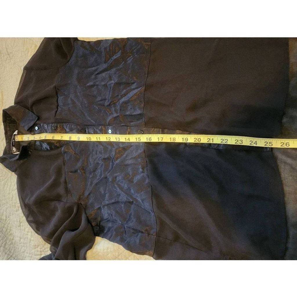 Zara Zara Black Sheer Blouse Size XS / US 0-2 / IT 36-38 - 4 Thumbnail