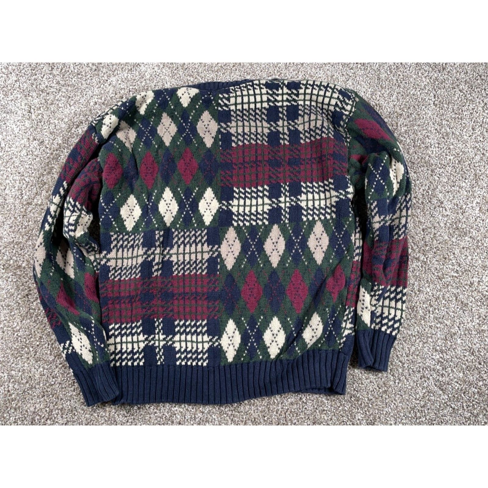 Vintage VINTAGE Woods & Gray Men's XL Sweater Chunky Knit Pullover Casual Blue Plaid Cotton Winter Size US XL / EU 56 / 4 - 2 Thumbnail