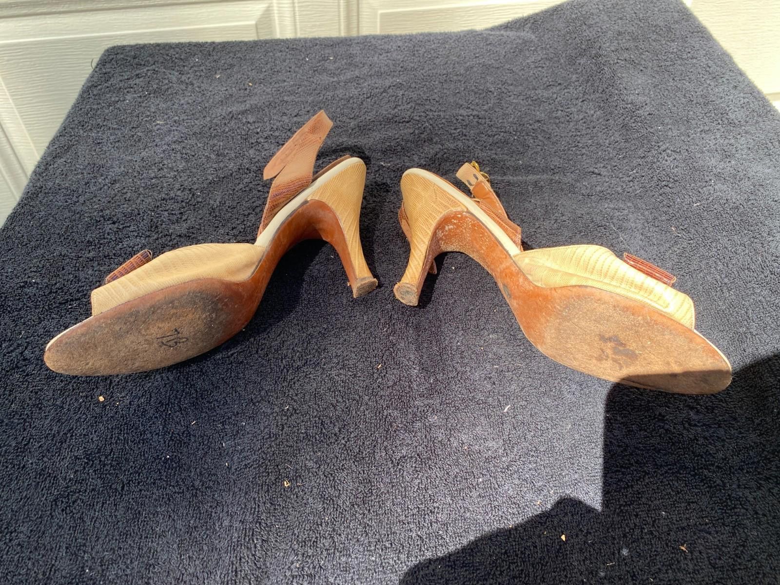 Designer Vintage Women 50s/60s Palizzio Leather Sandals SZ. 7B (S618) Size US 7 / IT 37 - 3 Thumbnail