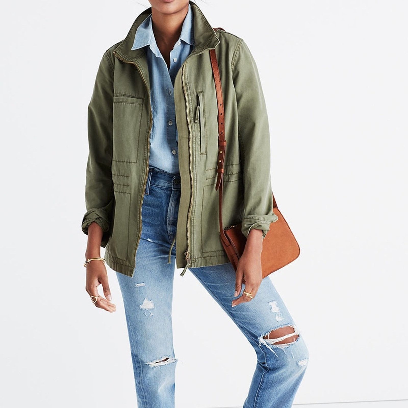 Madewell Madewell Olive Green Utility Cargo Fleet Jacket XS Size XS / US 0-2 / IT 36-38 - 1 Thumbnail