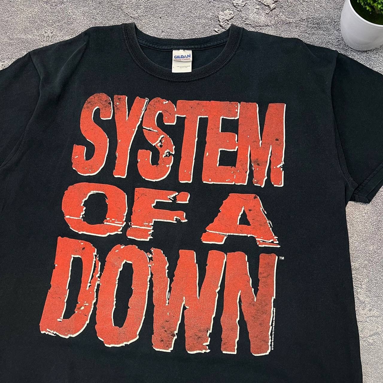 Vintage Vintage 90s Cotton System Of a Down Big Logo Black T-Shirt Size US L / EU 52-54 / 3 - 11 Thumbnail