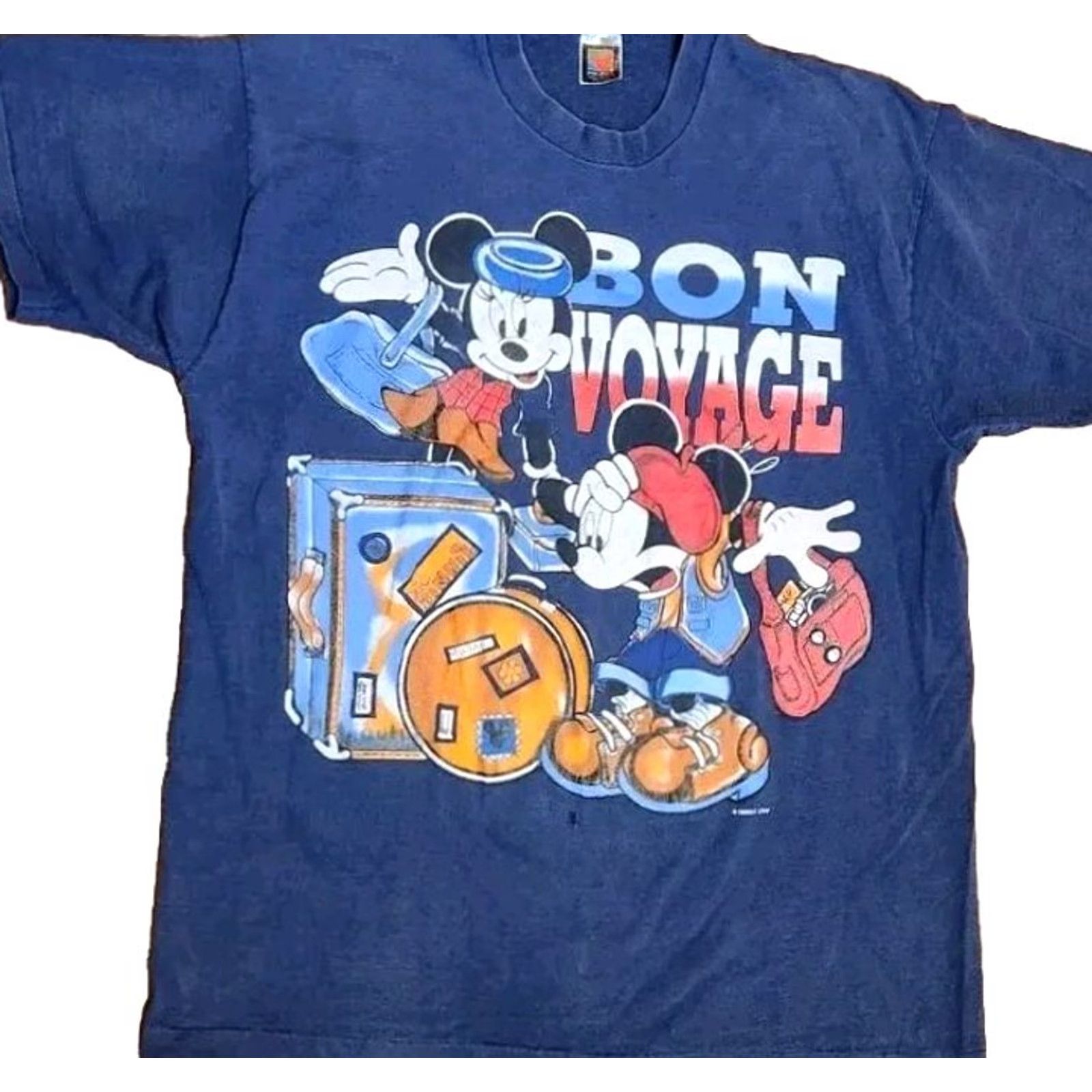 Mickey Unlimited VINTAGE Mickey Unlimited T-Shirt Bon Voyage Men's One Size Disney Unlimited Cartoon 90s VTintage USA made Size US L / EU 52-54 / 3 - 2 Thumbnail