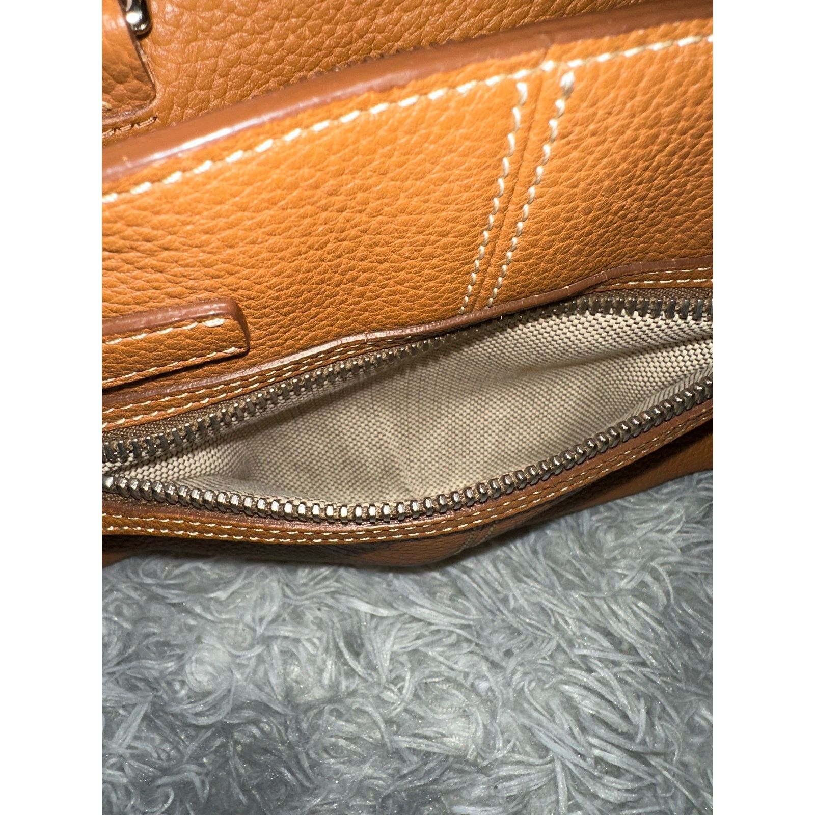 Dooney & Bourke DOONEY & BOURKE Brown Pebbled Leather Satchel Bag Purse Size ONE SIZE - 10 Thumbnail
