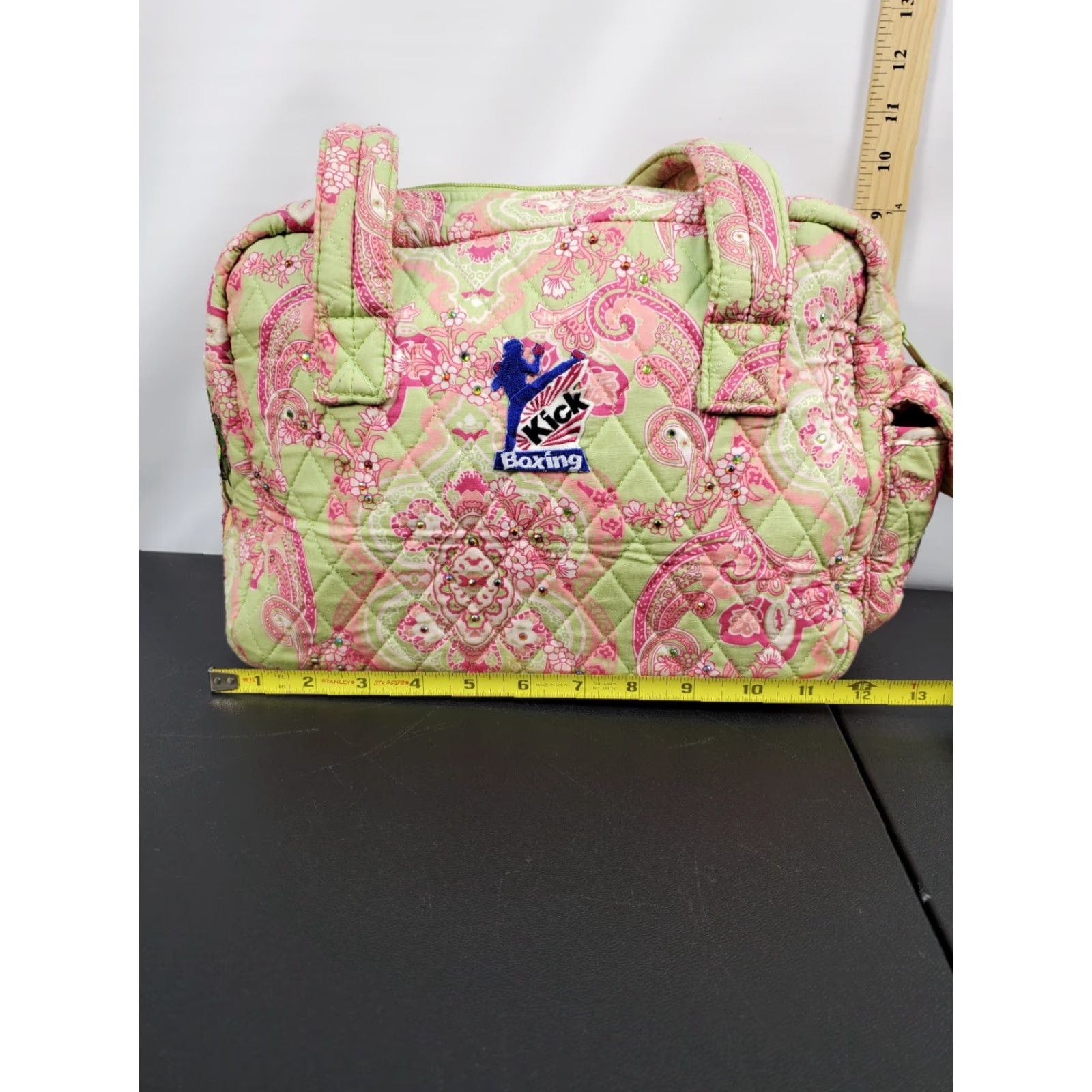 Vintage VINTAGE Zumba Lemon Hill Shoulder Bag with Patches Womens Green Pink Paisley Zip Closure Size ONE SIZE - 3 Thumbnail