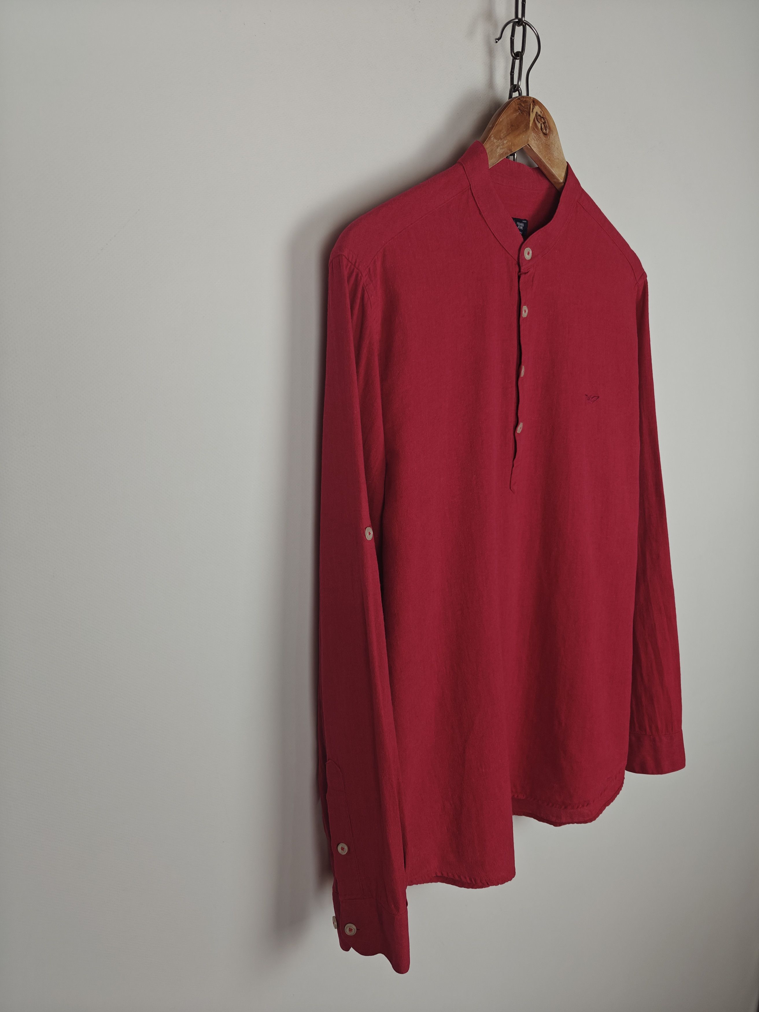 Armani Armani Jeans Shirt VTG Linen/Cotton Red 1/4 size L Size US L / EU 52-54 / 3 - 5 Thumbnail