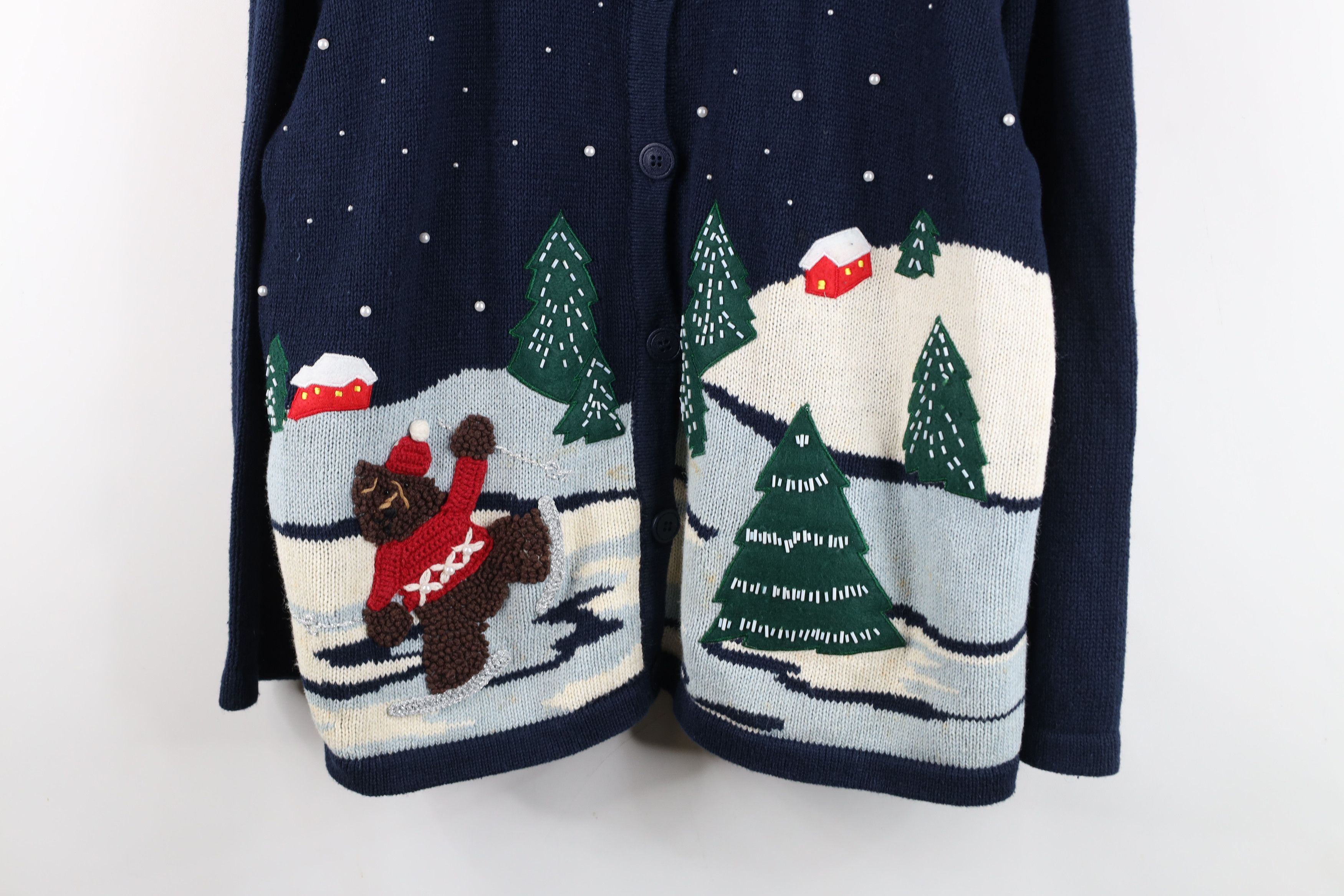 Vintage Vintage 90s Streetwear Bear All Over Print Cardigan Sweater Size XXL / US 16-18 / IT 52-54 - 3 Thumbnail