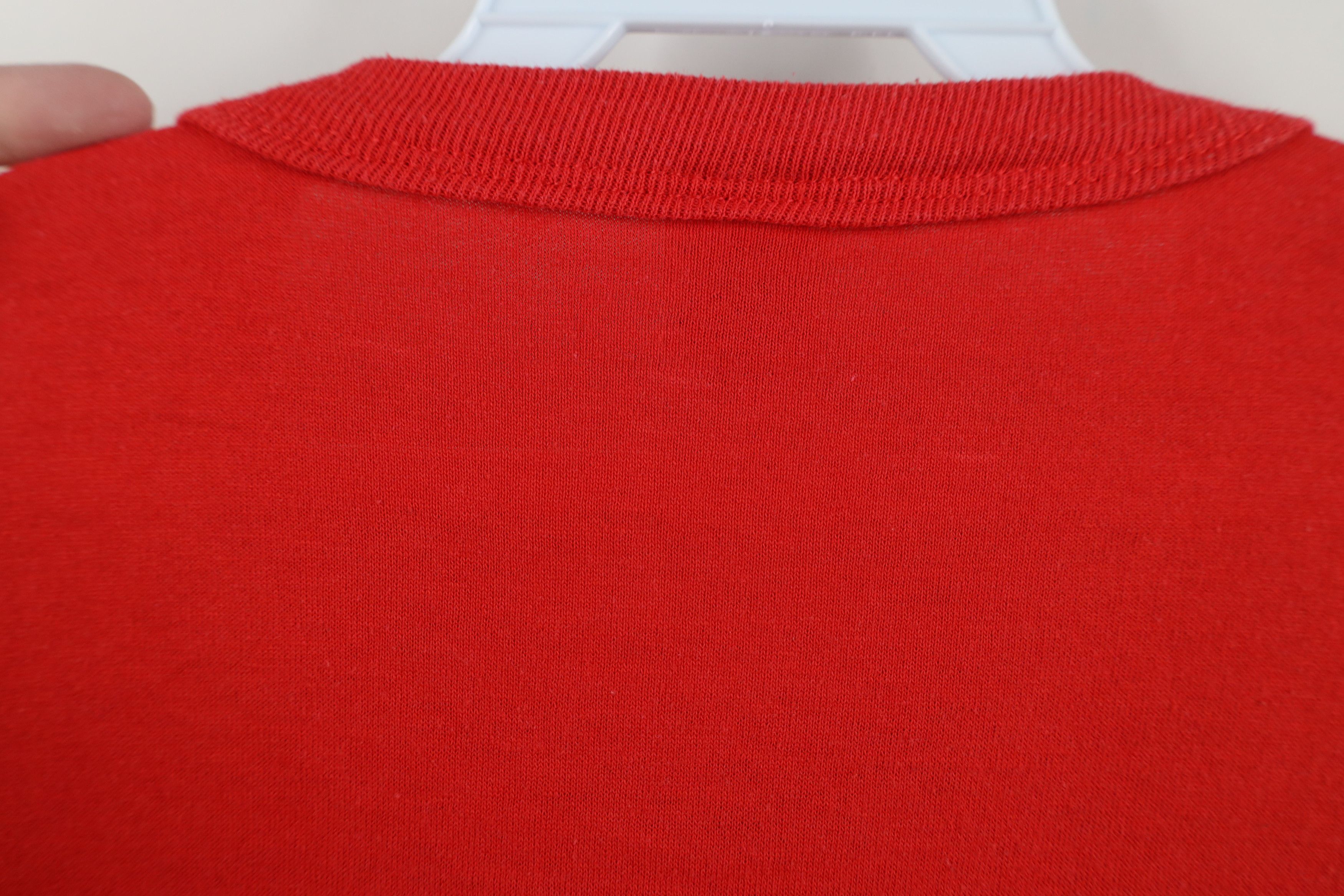 Russell Athletic Vintage 80s 90s Russell Athletic Blank Knit T-Shirt Red USA Size US L / EU 52-54 / 3 - 8 Thumbnail