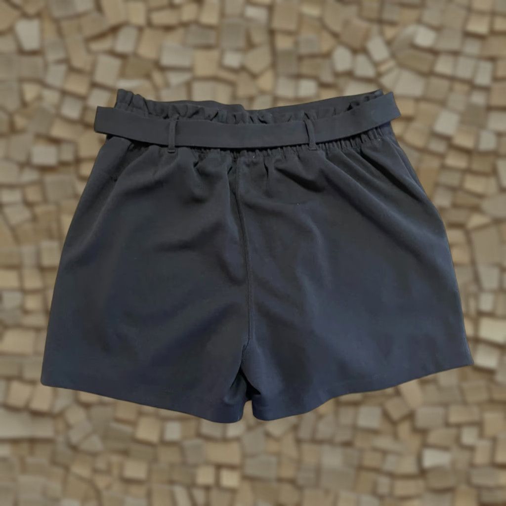 Vintage Maurices Shorts Women Large Black Tie Waist Pockets Paperbag Size 36" / US 14 / IT 50 - 1 Thumbnail