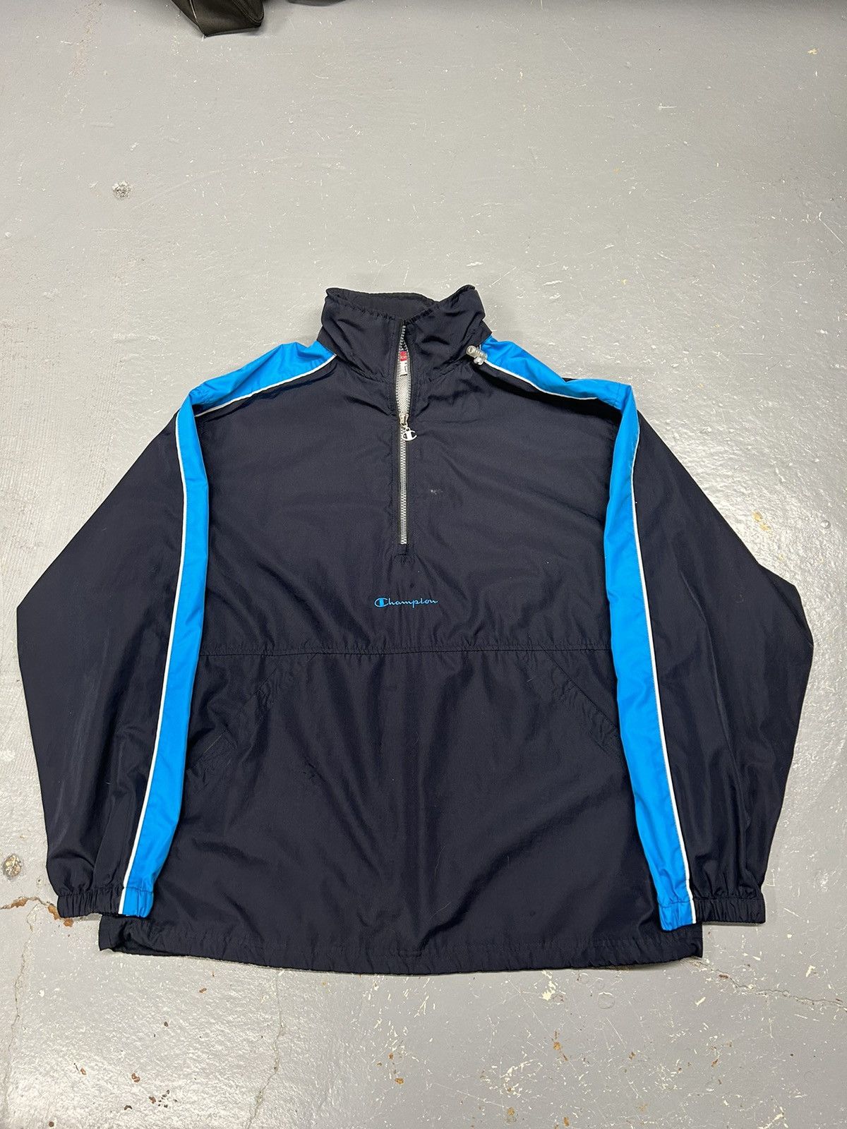 Champion × Vintage Vintage Y2K Champion Navy Quarter Zip WIndbreaker Jacket Size US XL / EU 56 / 4 - 1 Thumbnail